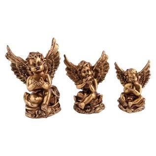 Հուշանվեր դեկորատիվ հրեշտակների (քերովբեների) արձանիկների հավաքածու 108 N14 3 հատ ոսկեգույն