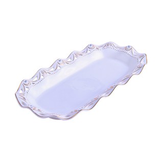 Մատուցարան K05 օվալաձև սպիտակ կերամիկա ոսկեգույն նախշերով