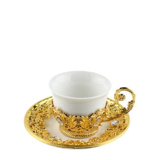 Սուրճի բաժակ FR103 սպիտակ կերամիկա ոսկեգույն մելխիորե նախշերով 6 հատ 1