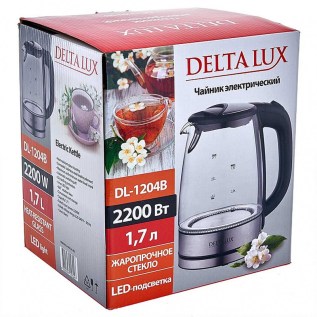 Էլեկտրական թեյնիկ Delta Lux DL-1204B ապակի 1.7լ 4