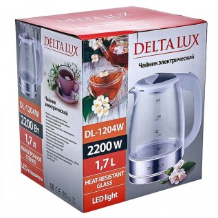 Էլեկտրական թեյնիկ Delta Lux DL-1204W ապակի 1.7լ 4