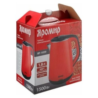 Էլեկտրական թեյնիկ Яромир ЯР-1059 կարմիր պլաստմասսա և չժանգոտվող պողպատ 1.8լ 7