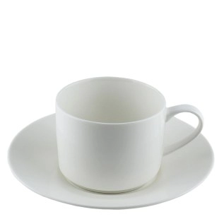 Wilmax WL-993001/AB 6 oz Olivia White Porcelain Cappuccino Cup with Saucer, 2-Piece Set